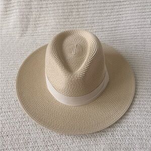 Chic Wide Brim Straw Hat Spring Summer Beach Sun Travel Fedora
